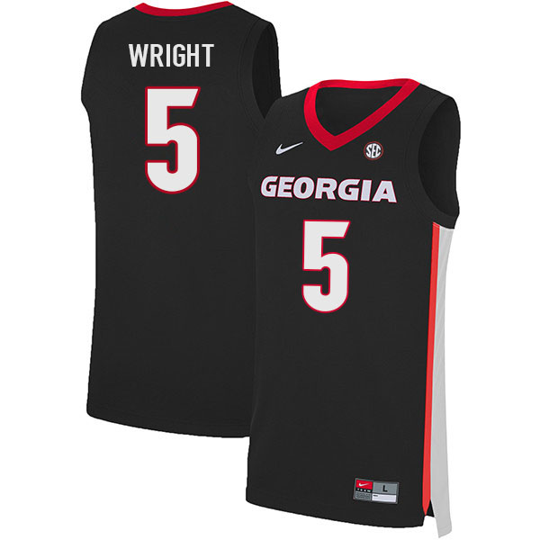 Men #5 Christian Wright Georgia Bulldogs College Basketball Jerseys Sale-Black